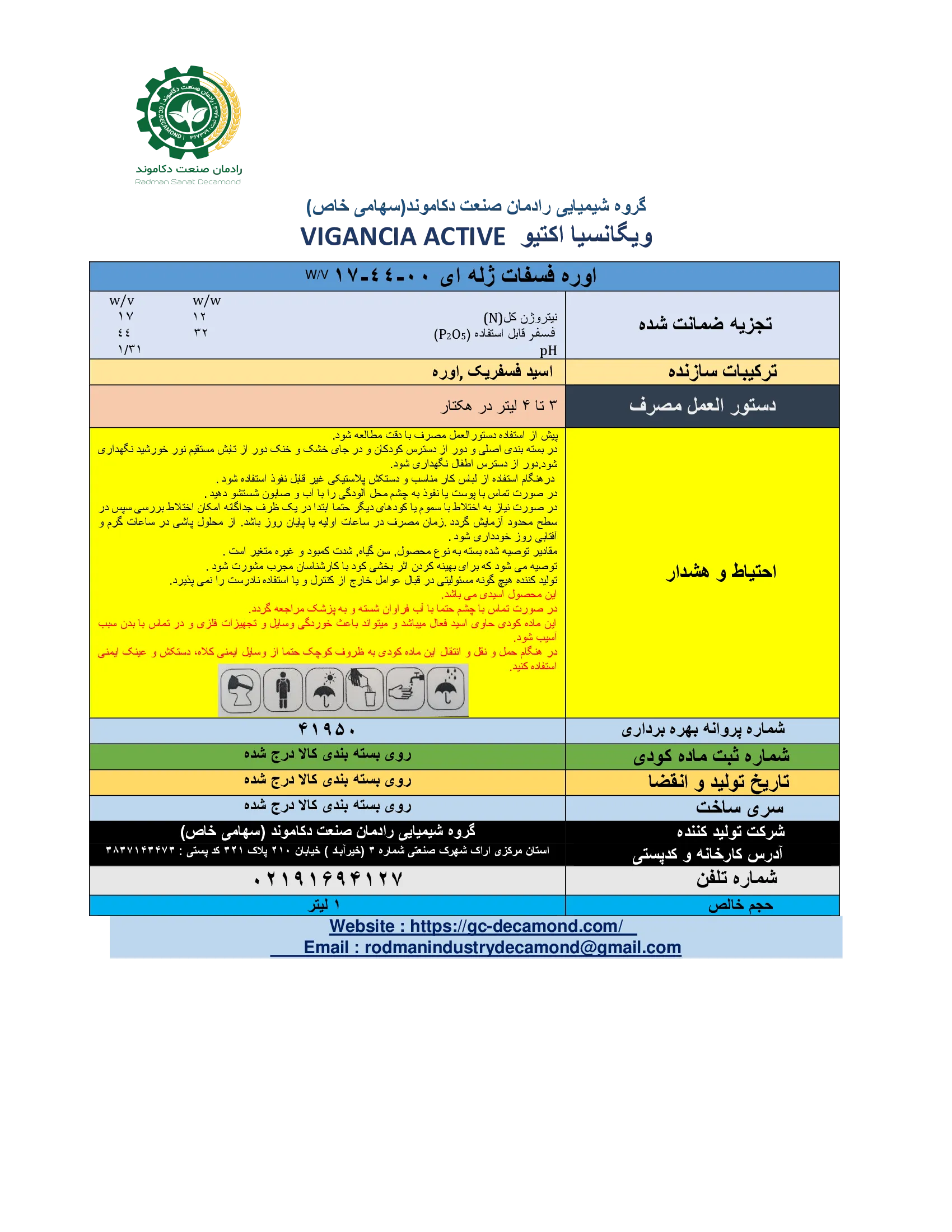 اوره فسفات ژله ای ویگانکیا اکتیو