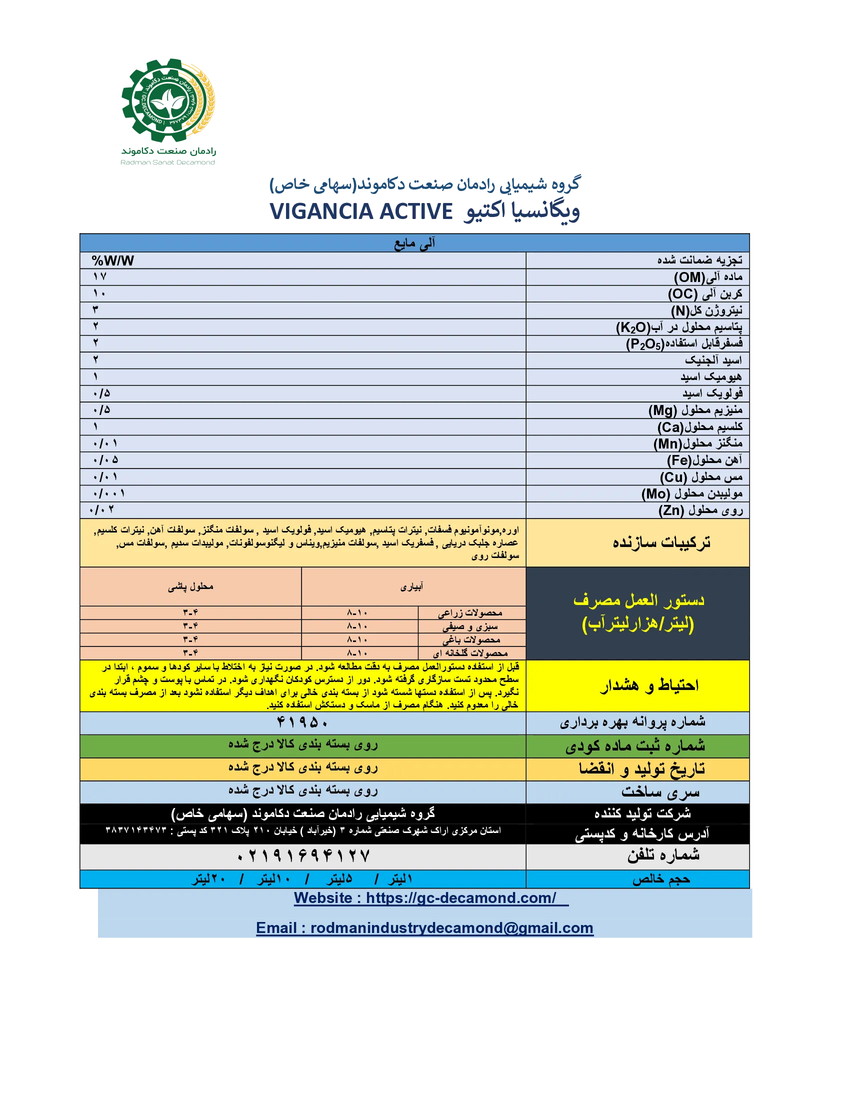 آلی مایع ویگانکیا اکتیو
