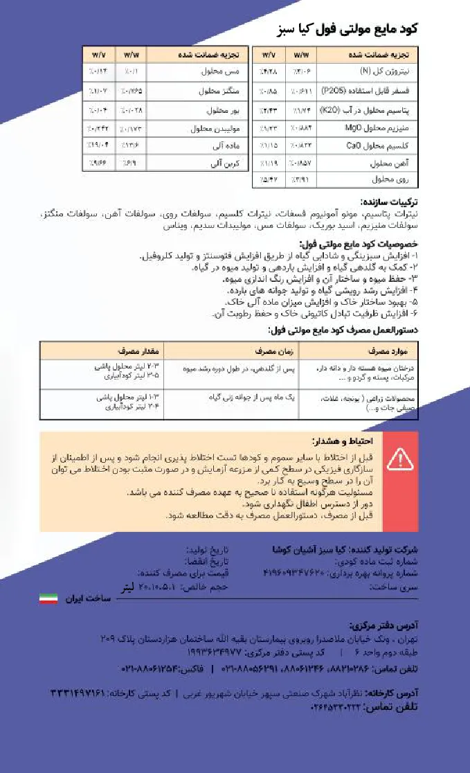 آلی مایع مولتی فول کیاسبز