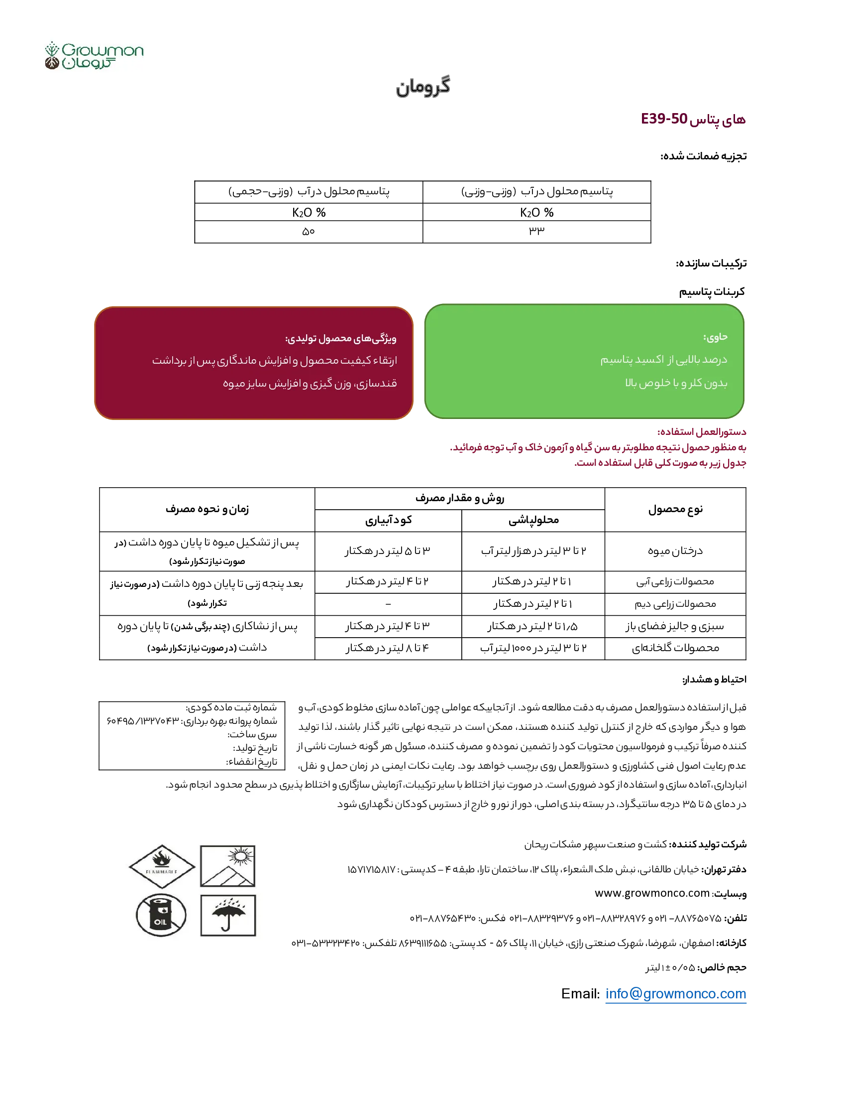 شیمیایی پتاسیمی مایع گرومان