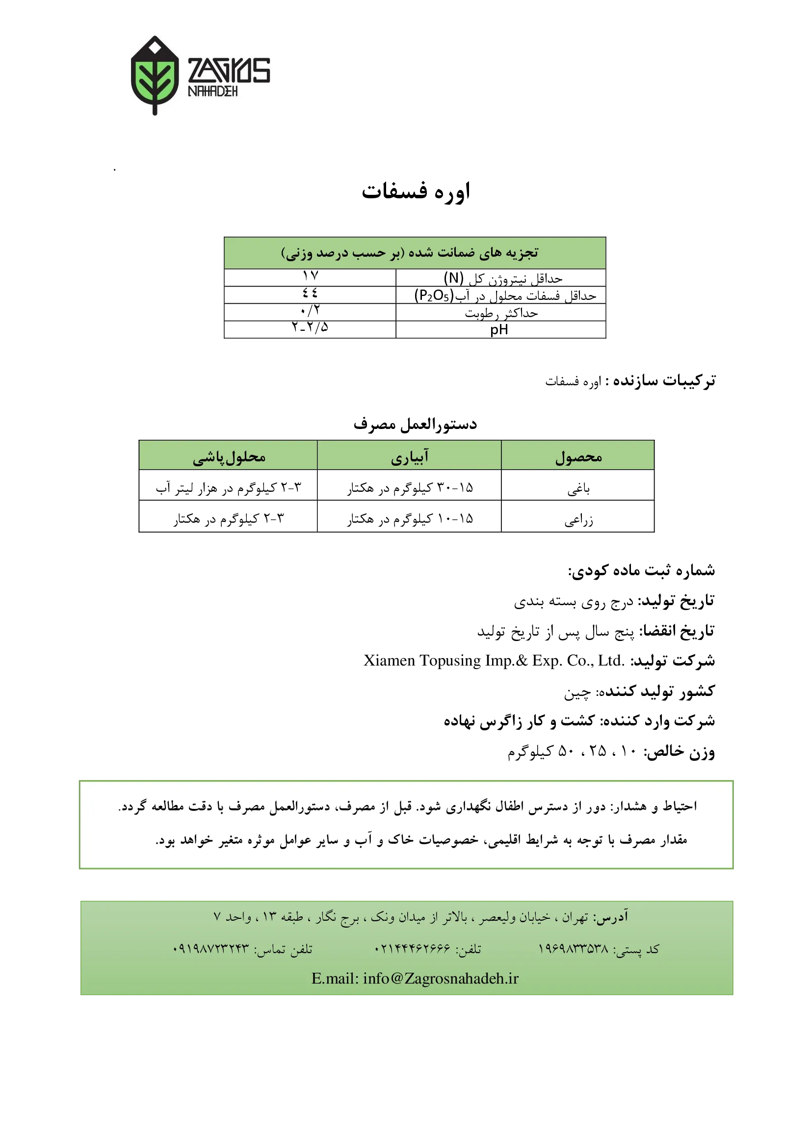 اوره فسفات کسیامن توپوسینگ