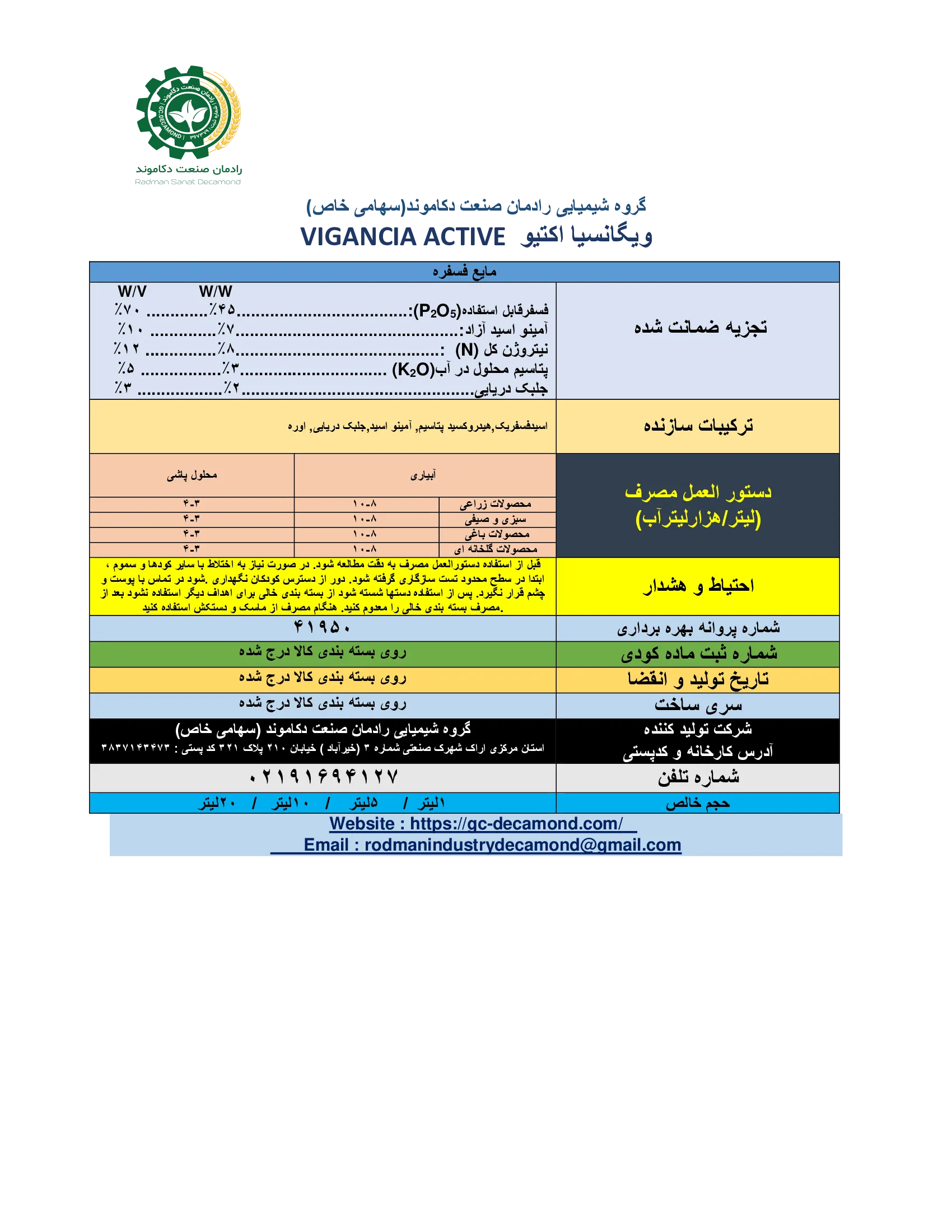 آلی مایع ویگانکیا اکتیو