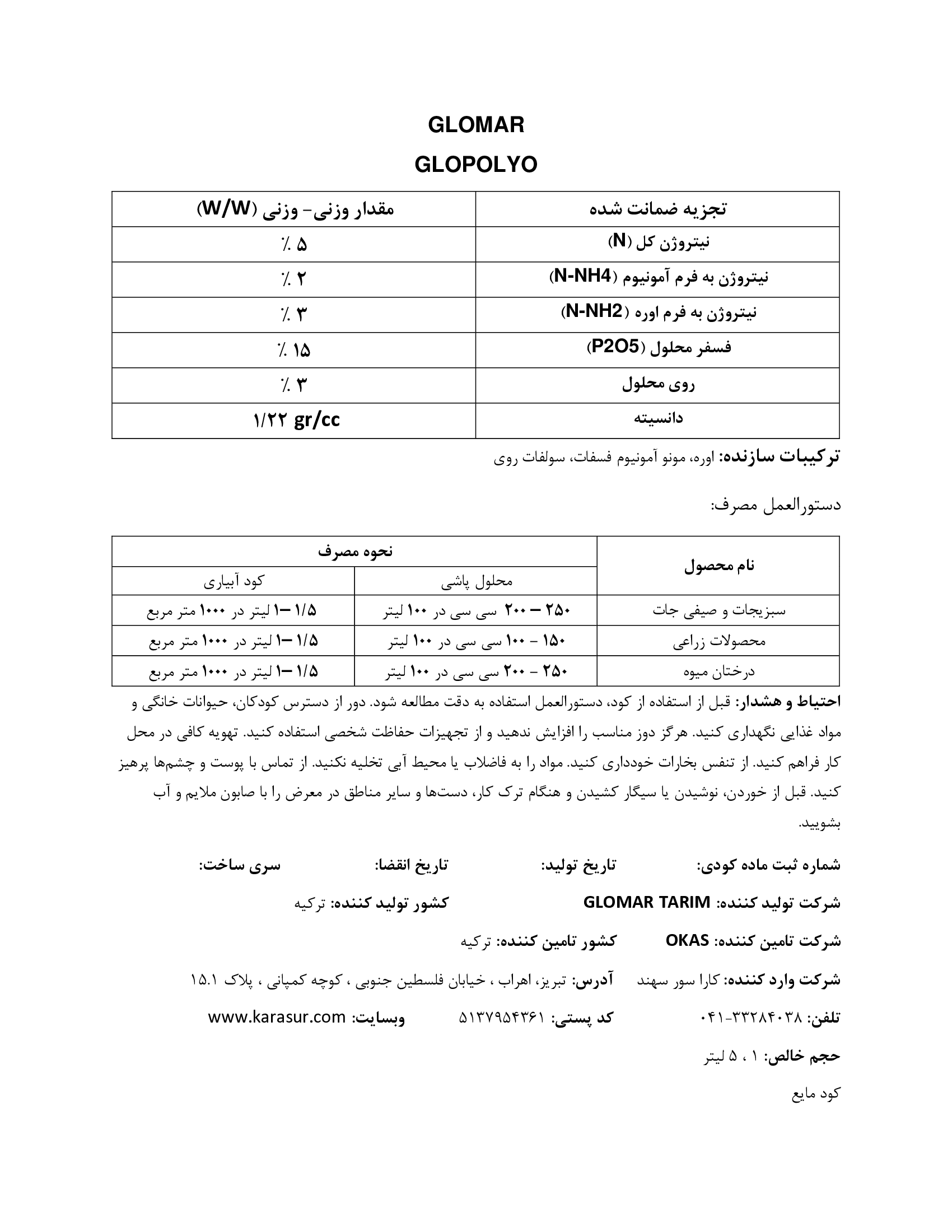 کود مایع گلوپولیو