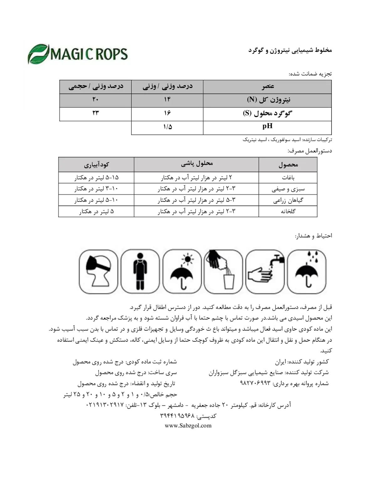 کود مایع نیتروژن و گوگرد ماجیک روپس