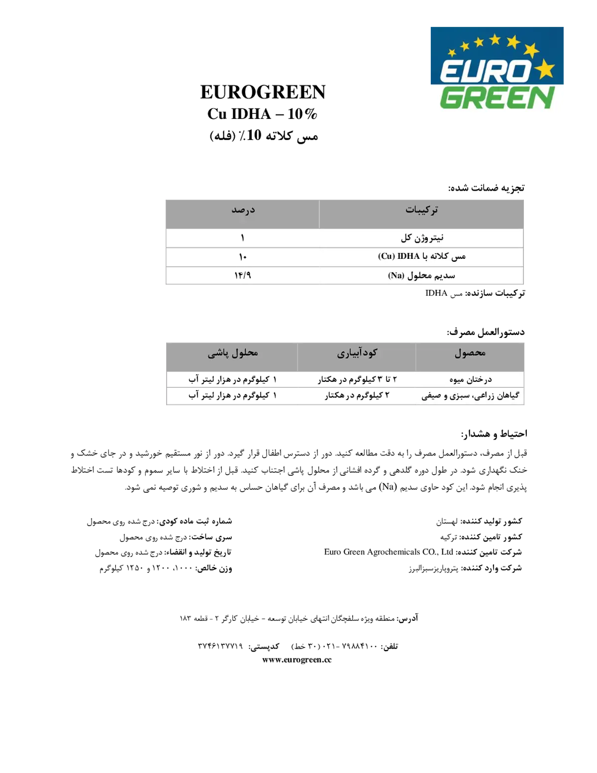 کلات مس 10% یدها اوروگرین