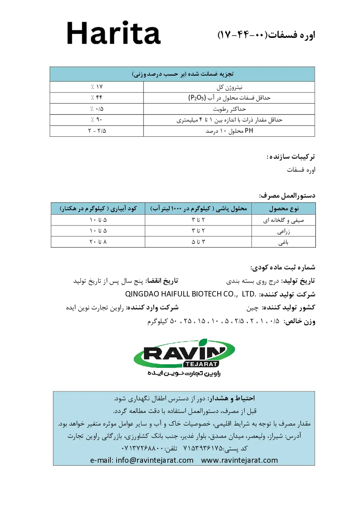 اوره فسفات هاریتا