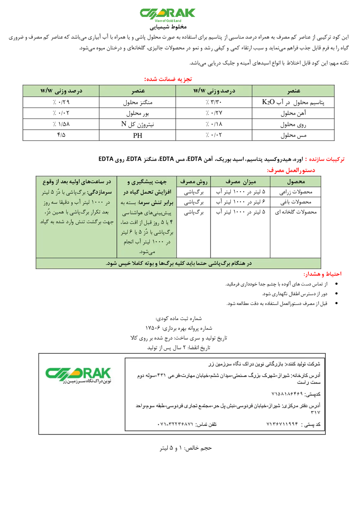 کود مایع نوین دراک نگاه سرزمین زر