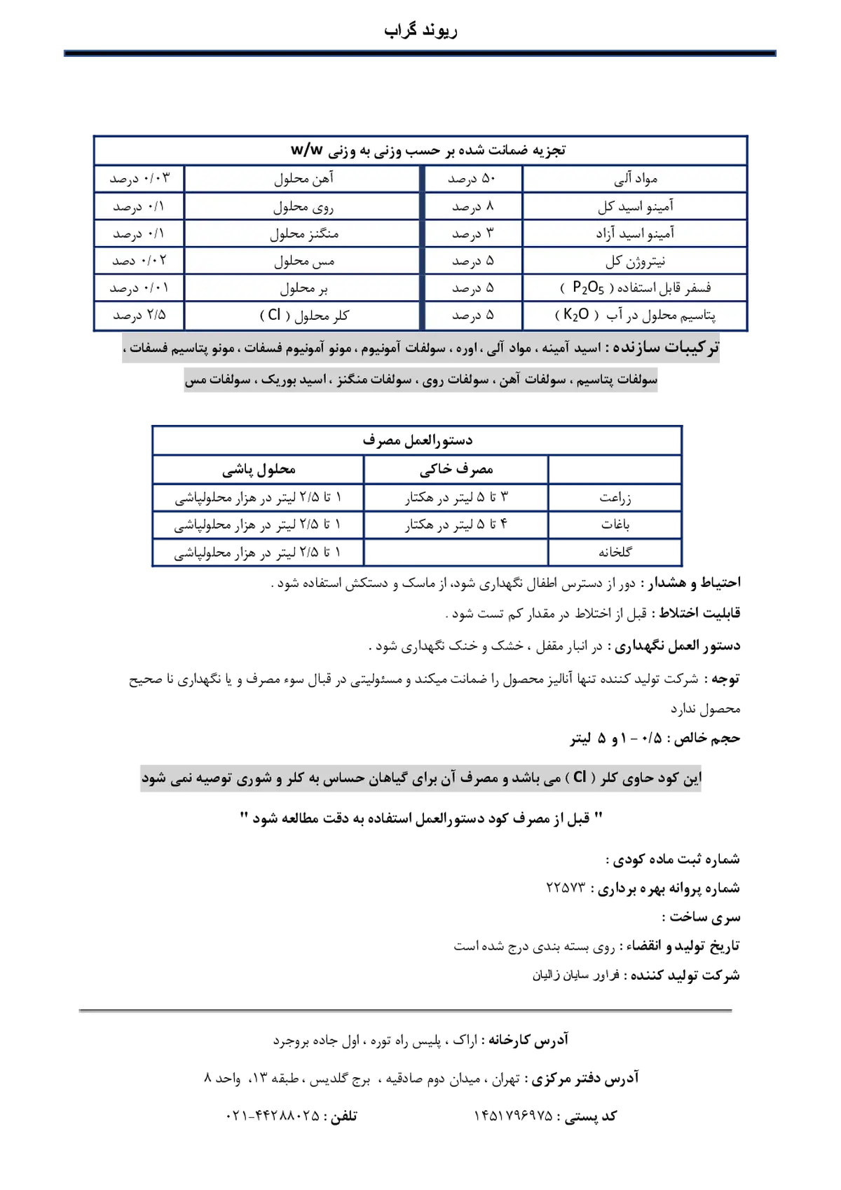 آلی مایع 5-5-5 ریوند گراب