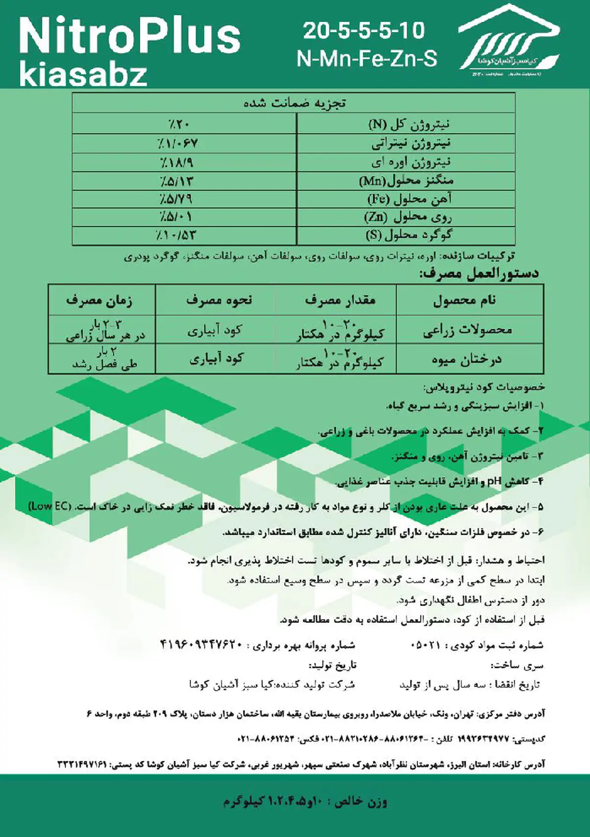 کود جامد نیتروپلاس کیاسبز