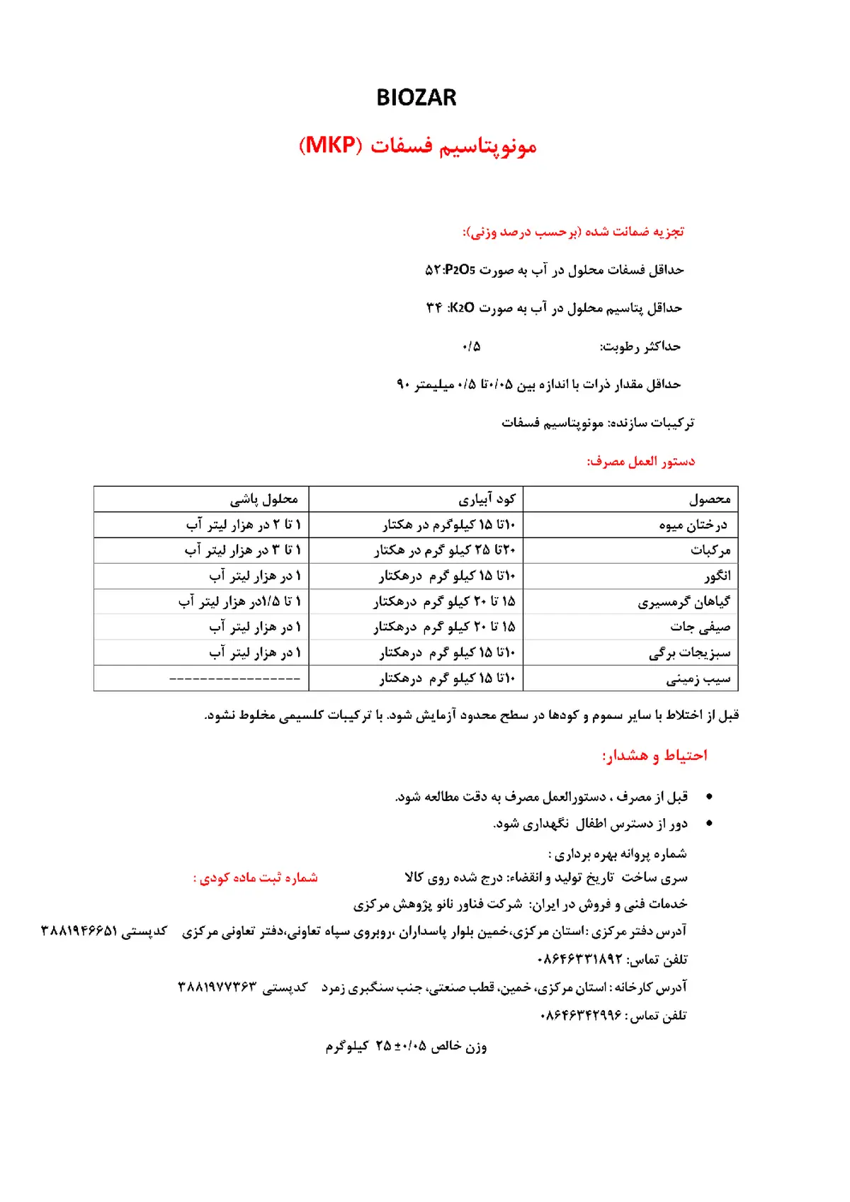 مونو پتاسیم فسفات بیوزر