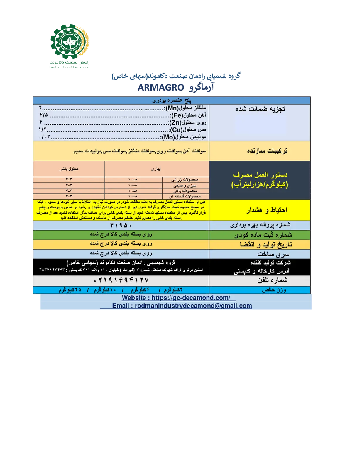 کود جامد - ریز مغذی آرماگرو