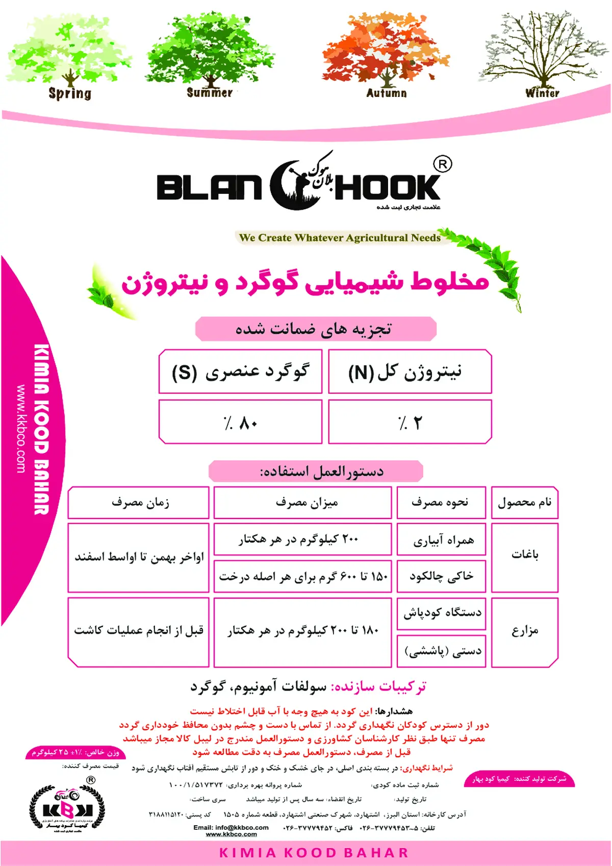 کود جامد گوگردی حاوی نیتروژن بلان هوک