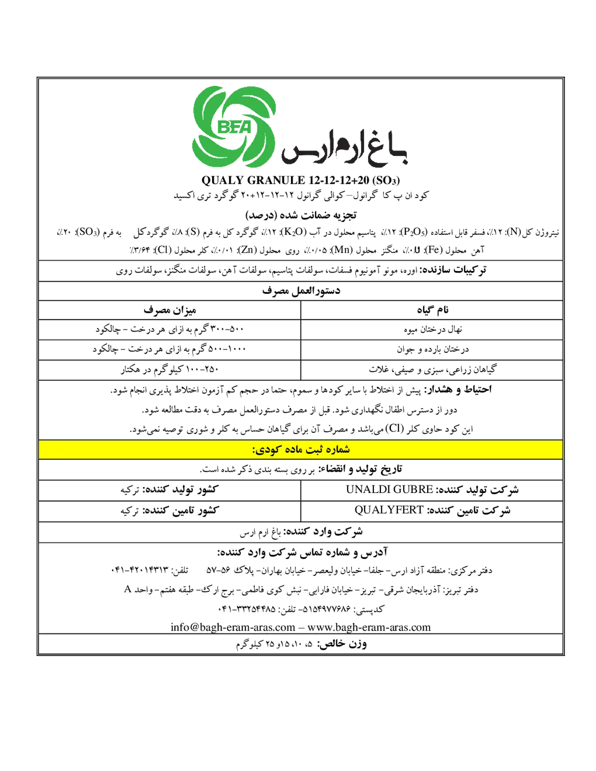 کود جامد ان پی کی 12-12-12+20سو3 قوالی گرانول