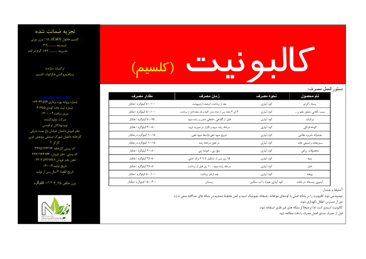 سوسپانسیون شیمیایی کلسیمی کالبونیت کالبونیت