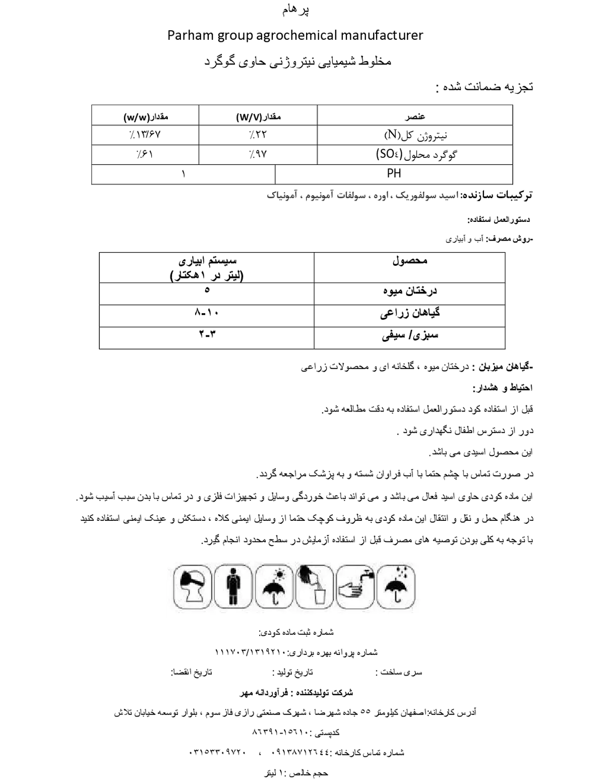 کود نیتروژنی حاوی گوگرد پارهام