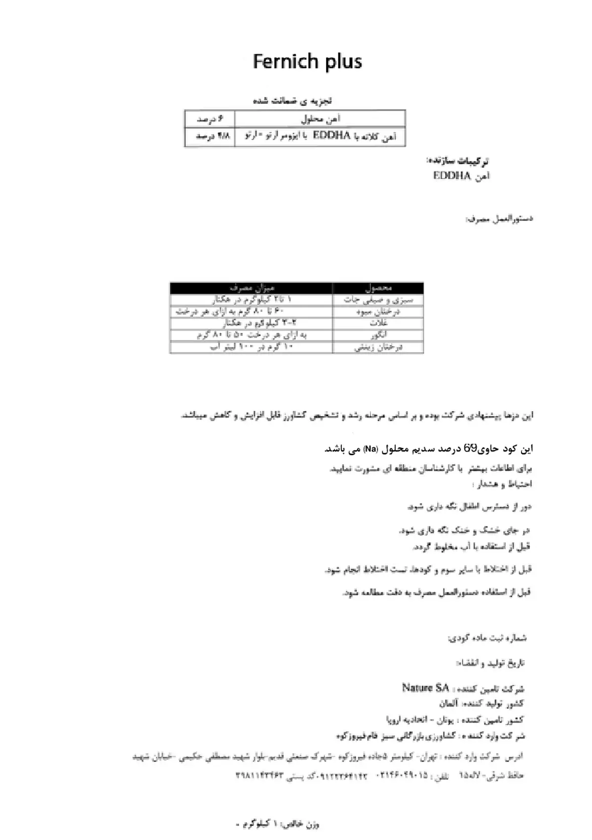 کلات آهن 6 درصد ای دی دی اچ ای و-و4.8 فرنیچ پلاس