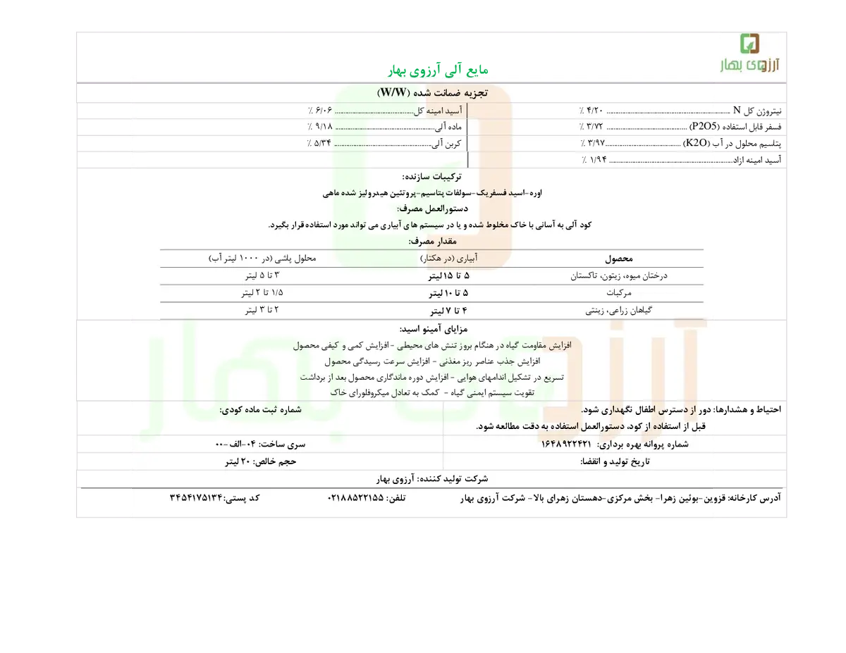 آلی مایع آرزوی بهار