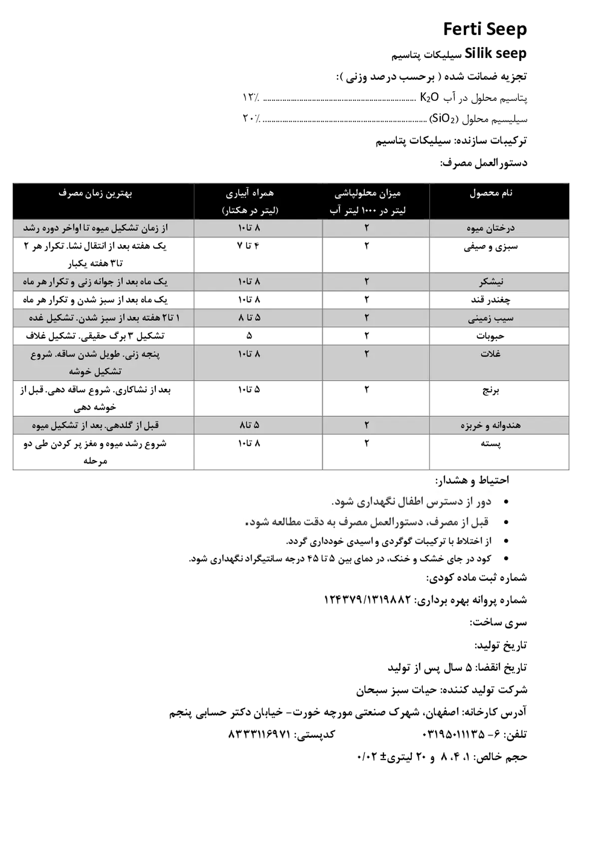 سیلیکات پتاسیم فرتی سیپ