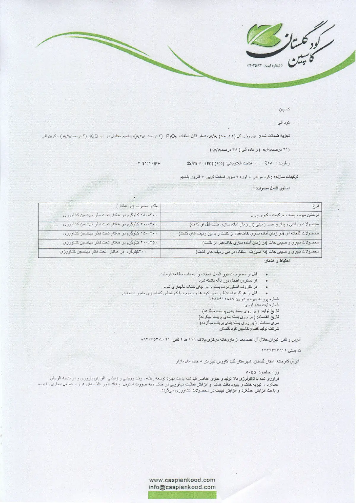آلی جامد کاسپین کود گلستان