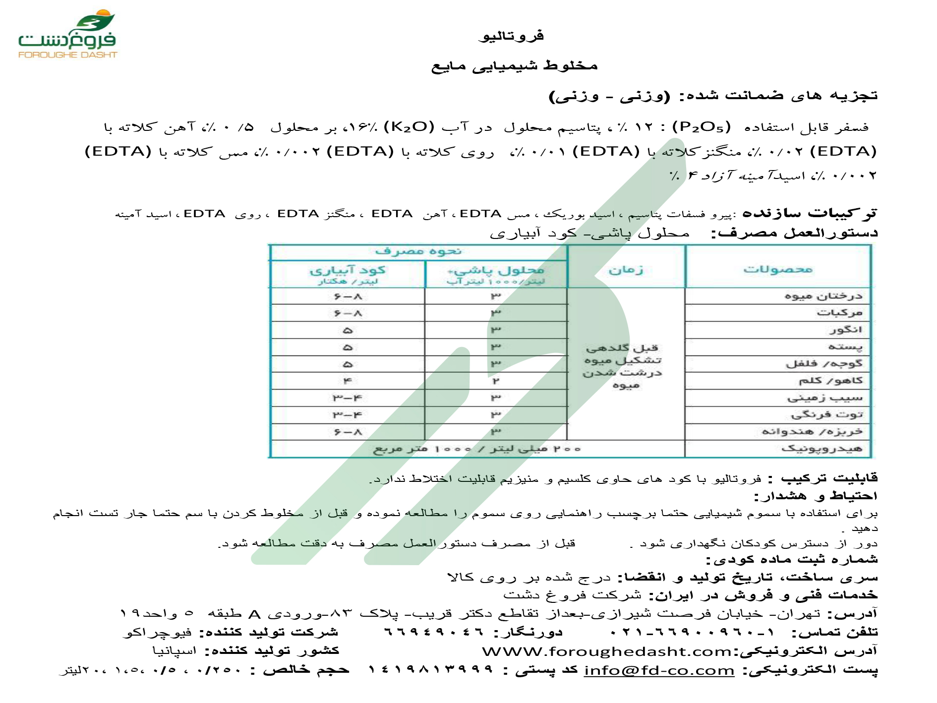 کود ترکیبی مایع – فروتالیو
