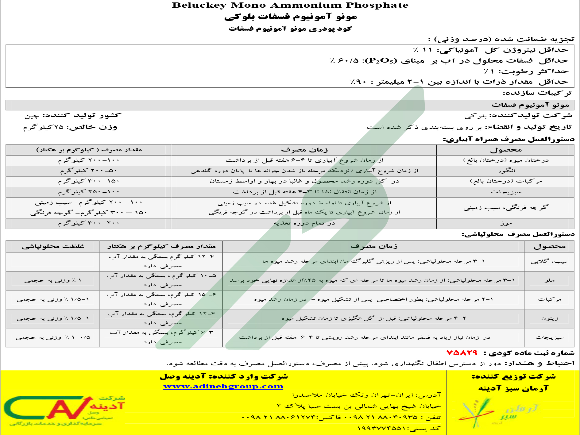 مونو آمونیوم فسفات – بلوکی