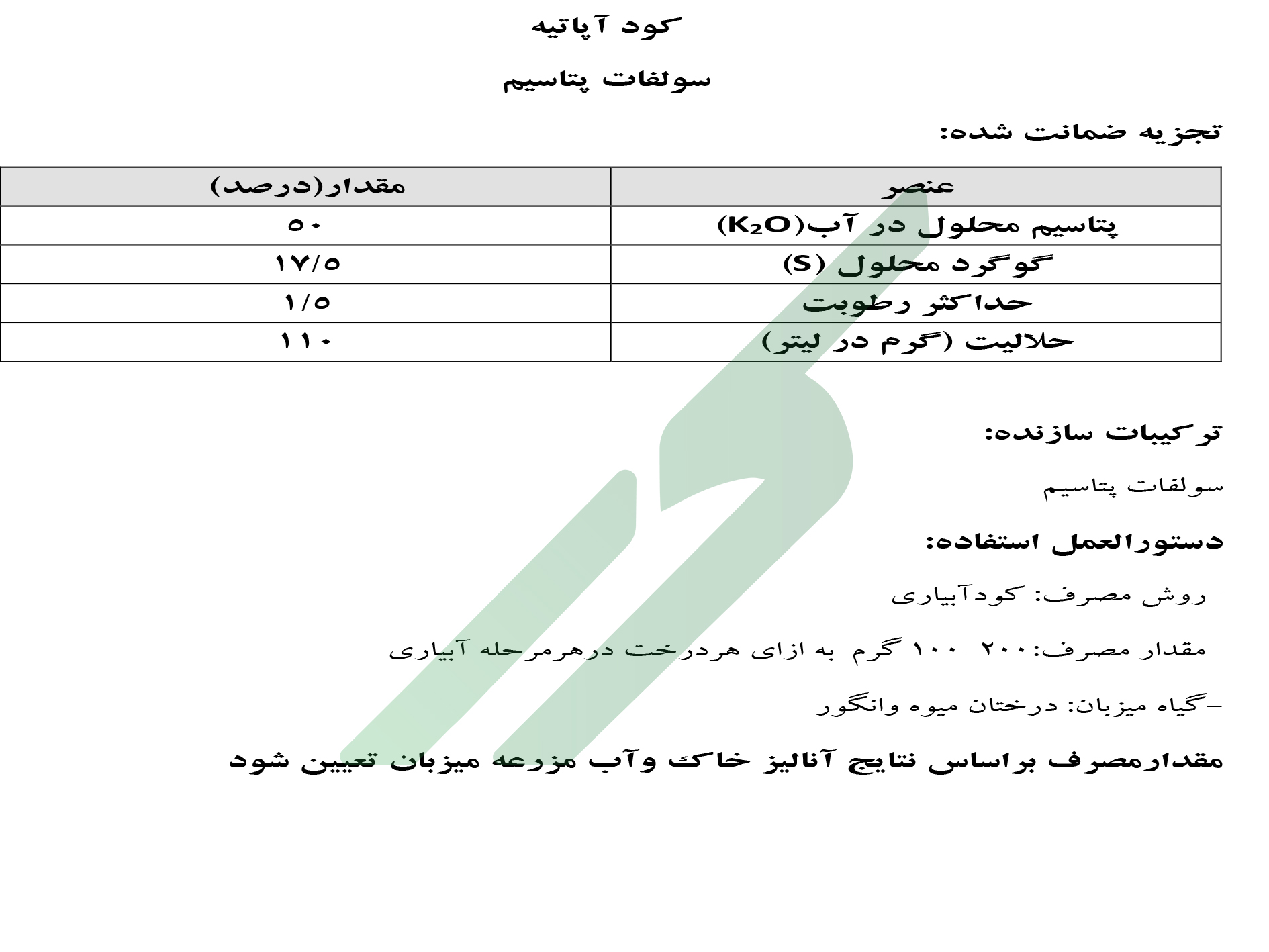 سولفات پتاسیم – کود آپاتیه
