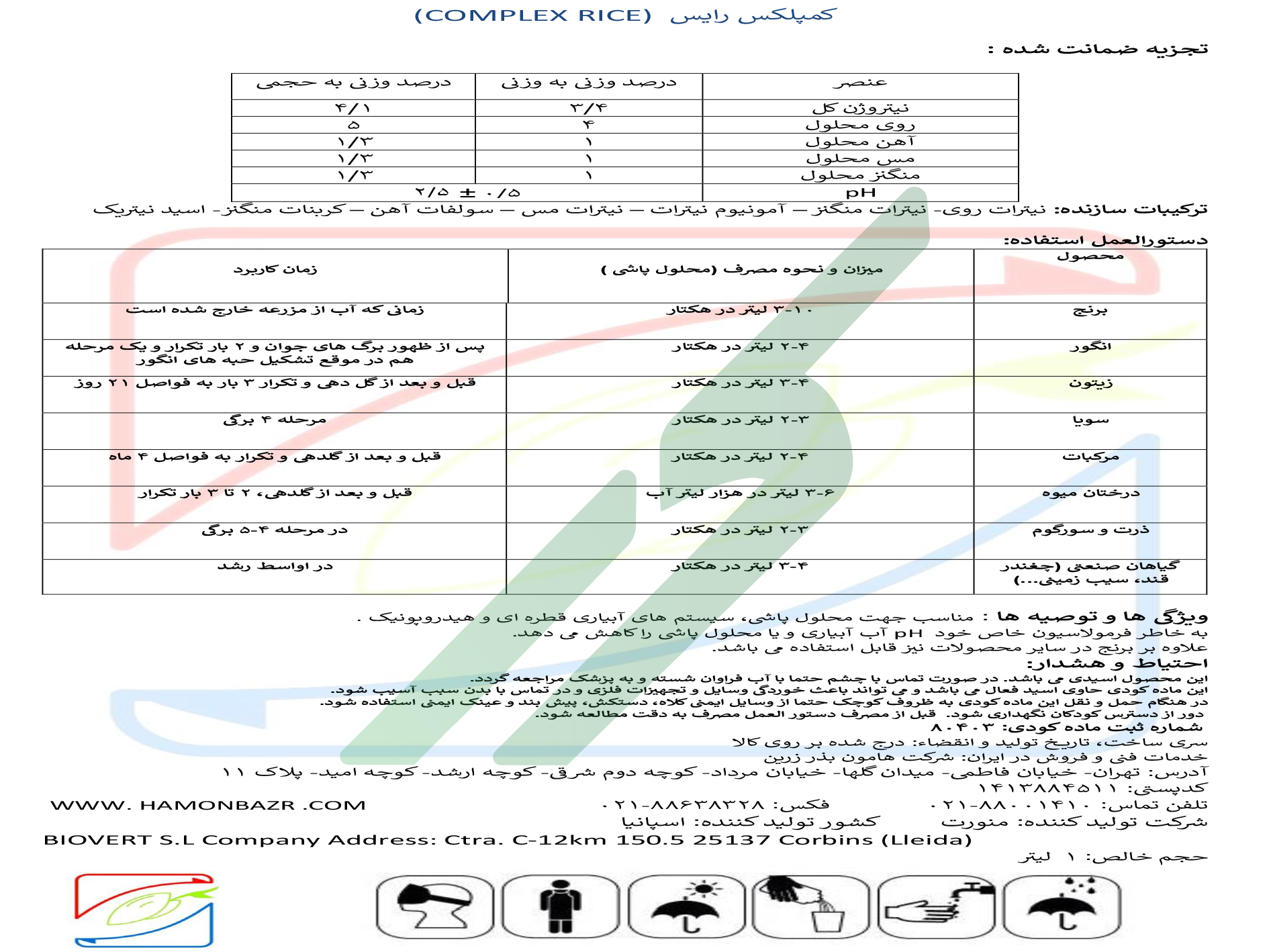 مخلوط شیمیایی مایع منورت کمپلکس رایس