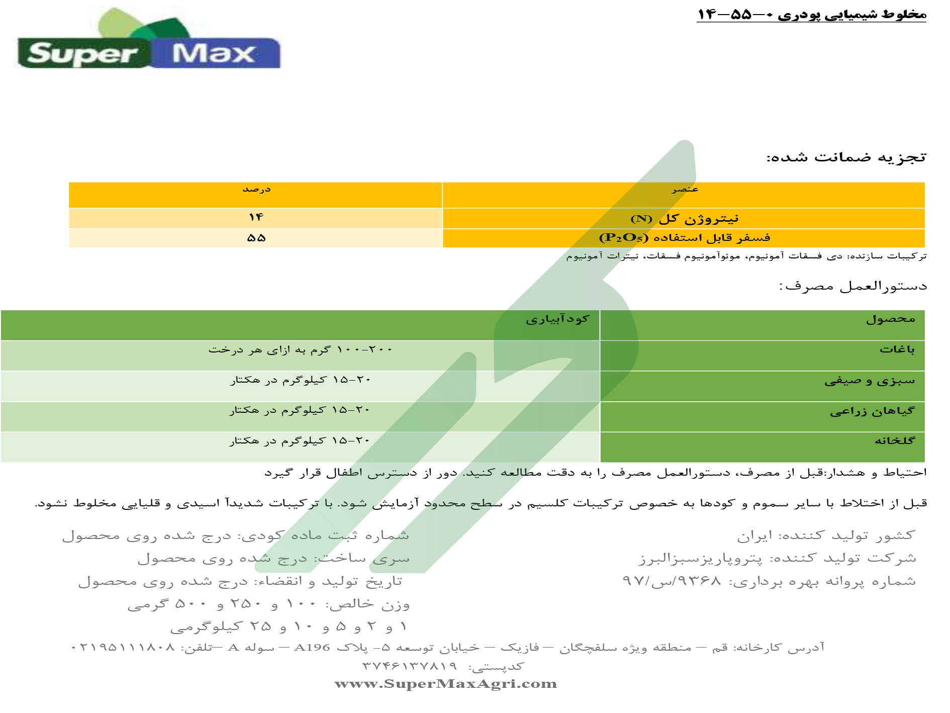 کود ترکیبی جامد NP 14-55 – سوپر مکس